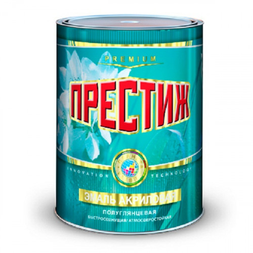 Эмаль ПРЕСТИЖ акрил.Серая 0,9кг ПОЛУГЛЯНЦЕВАЯ