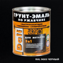 Грунт-Эмаль DALI (3в1) Черная 2л RAL9005 ГЛАДКАЯ ПО РЖАВЧИНЕ