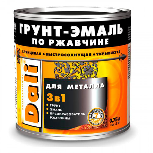 Грунт-Эмаль DALI (3в1) Серая 0,75л RAL7004 ГЛАДКАЯ ПО РЖАВЧИНЕ