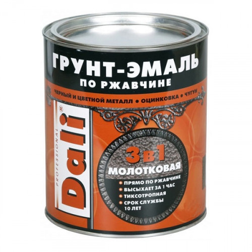 Грунт-Эмаль DALI (3в1) Серебристая 0,75л ГРАФИТОВАЯ.ПО РЖАВЧИНЕ
