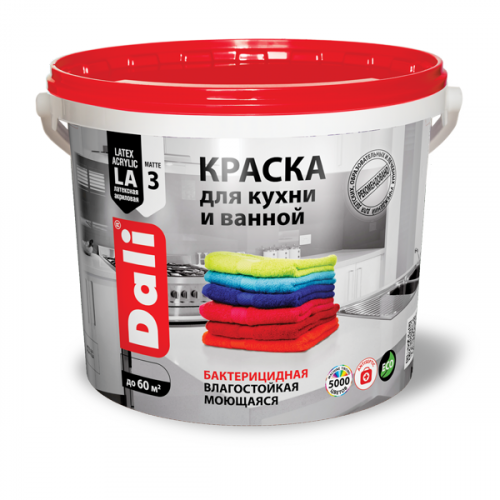 Краска в/д DALI д/кухни и ванной 2,5л ВЛАГОСТ.БИОЗАЩИТН. база А