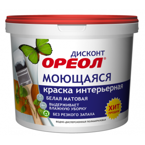Краска в/д ОРЕОЛ ДИСКОНТ интерьерная МОЮЩ.1,5кг
