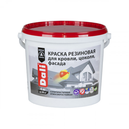 Краска в/д резиновая DALI Черная 6кг