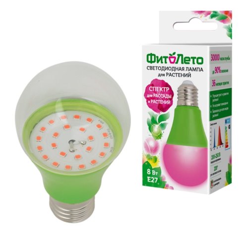 Лампа св/д Д/РОСТА РАСТЕНИЙ UNIEL LED-A60-8W/SPSB/E27/CL PLP30GR без бонусов