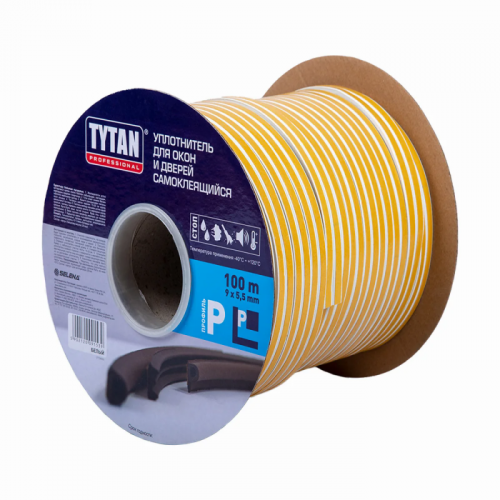 Уплотнитель P  9*5,5мм белый 100м Tytan 91539/ 297574